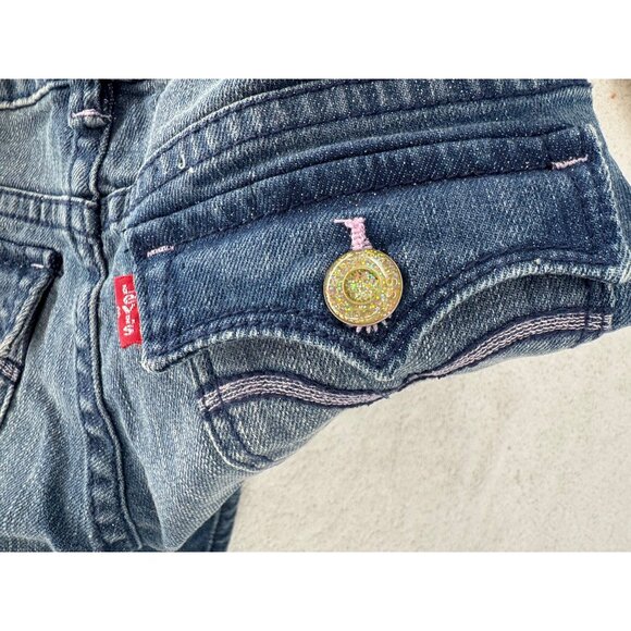 Levis Kids Blue Denim Jeans With Glitter Denim and Button Accents - Picture 4 of 10